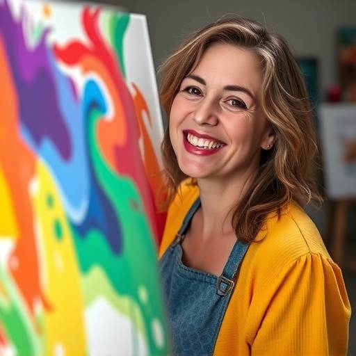 Maria passionately working on her art project after discovering her passion.