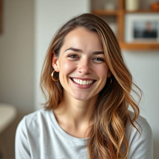 Sarah smiling and relaxed after achieving a better work-life balance.